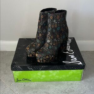 Sam Edelman Women's Floral Ankle Boots - Black and Multicolor